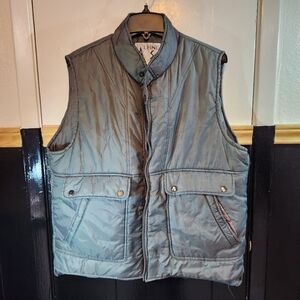 Alpine Ski Mens Charcoal Quilted Vest 80s 90s